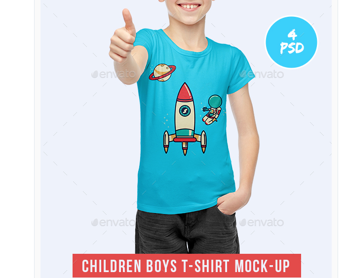 Children Boys T-shirt Mock-Up